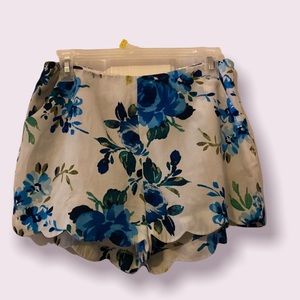 White & Blue Floral Shorts